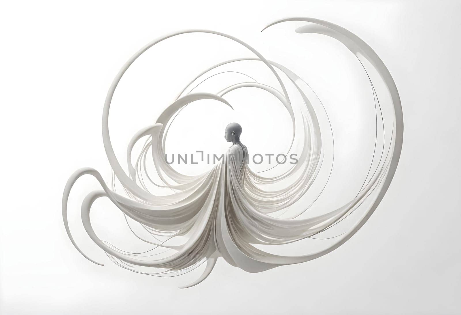 AI generated of a white sculpture with a white swirls pattern on it