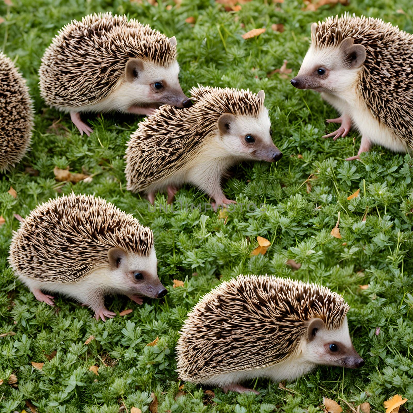 little cute hedgehogs with spikes, pointed noses and button eyes