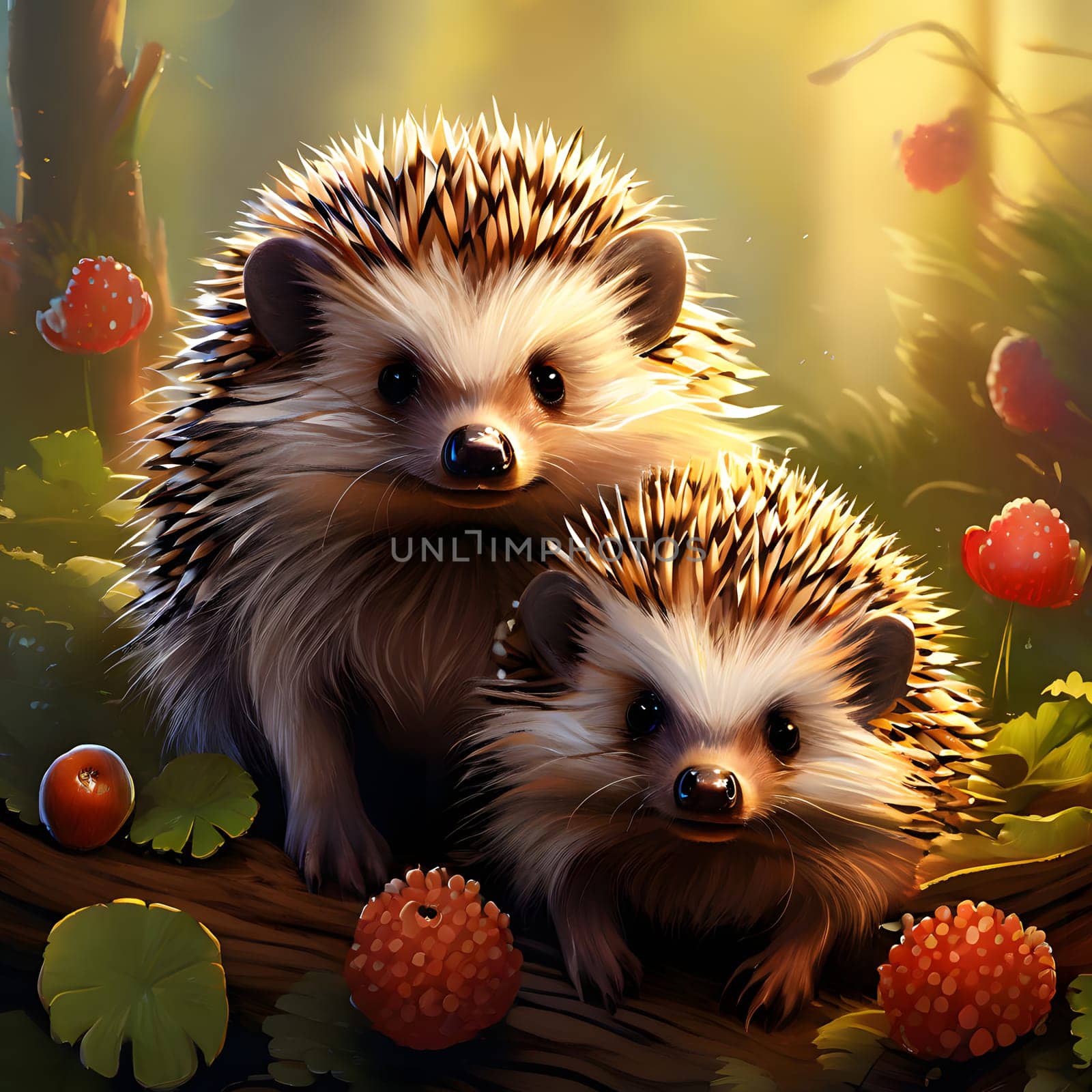 little cute hedgehogs with spikes, pointed noses and button eyes