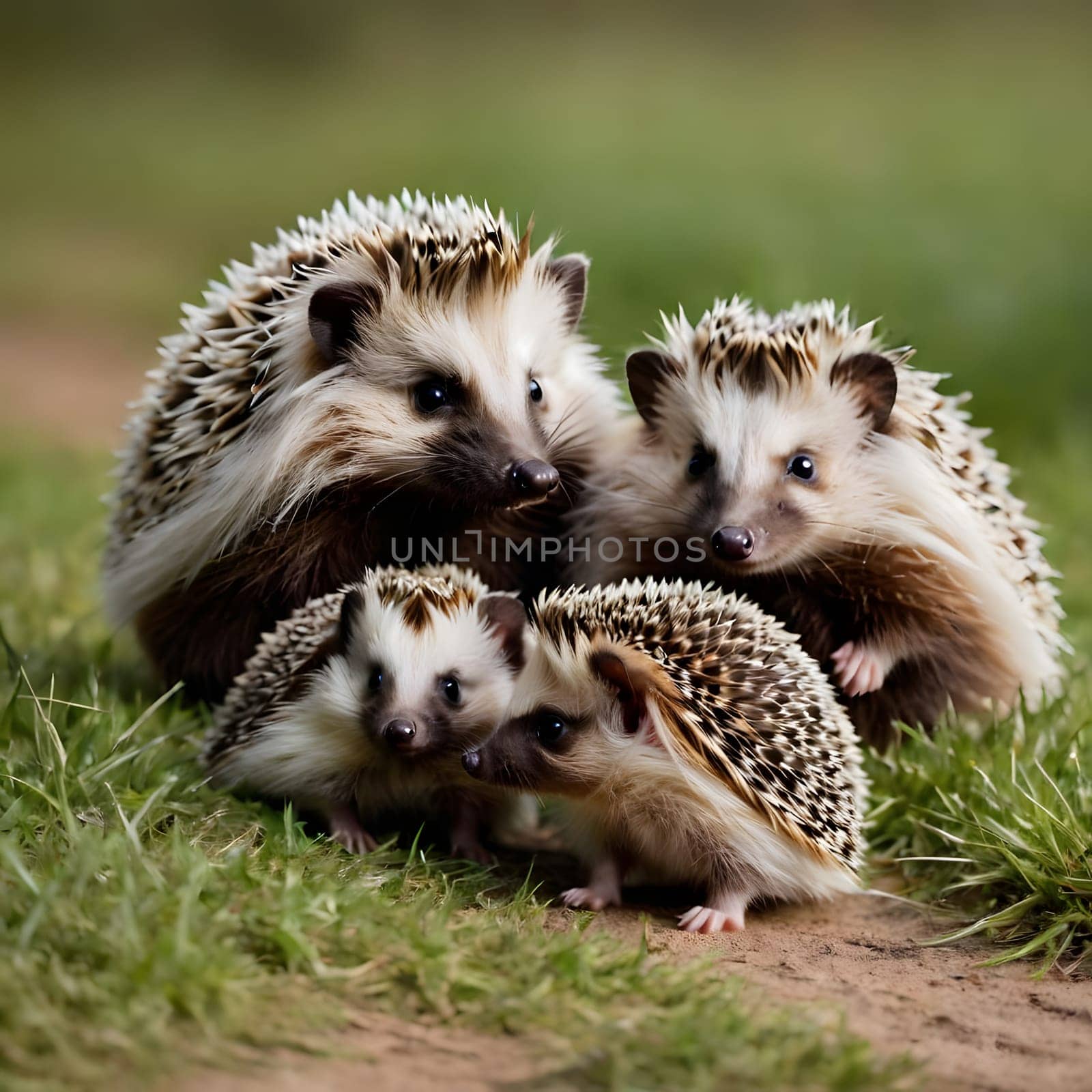 little cute hedgehogs with spikes, pointed noses and button eyes