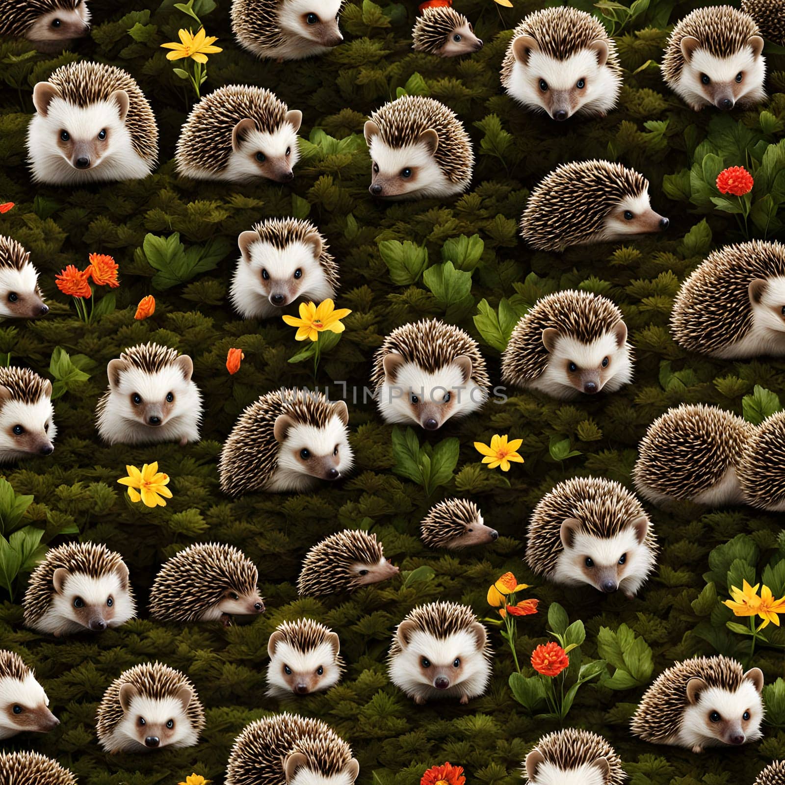 little cute hedgehogs with spikes, pointed noses and button eyes
