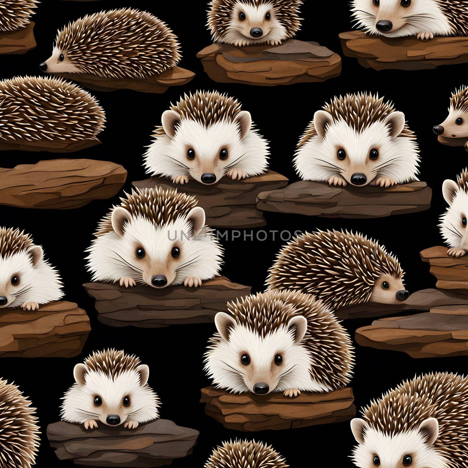little cute hedgehogs with spikes, pointed noses and button eyes