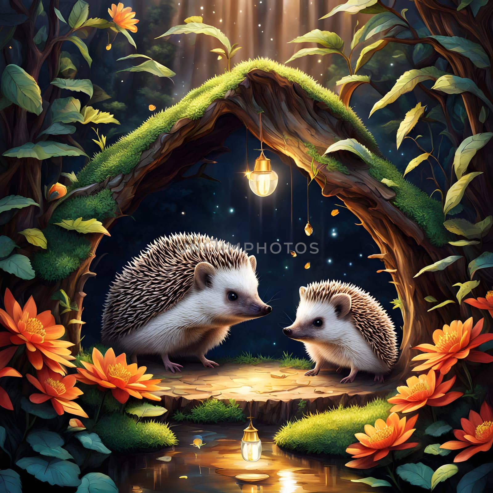 little cute hedgehogs with spikes, pointed noses and button eyes