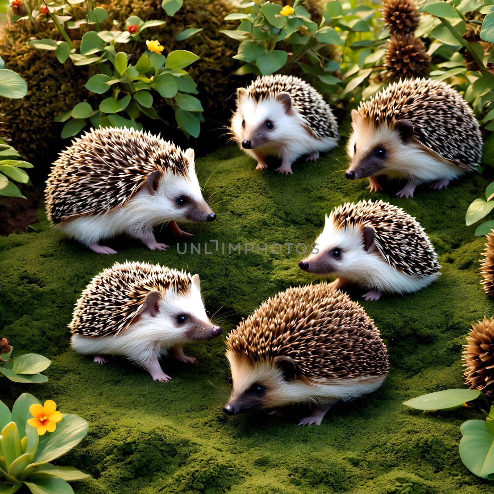 little cute hedgehogs with spikes, pointed noses and button eyes