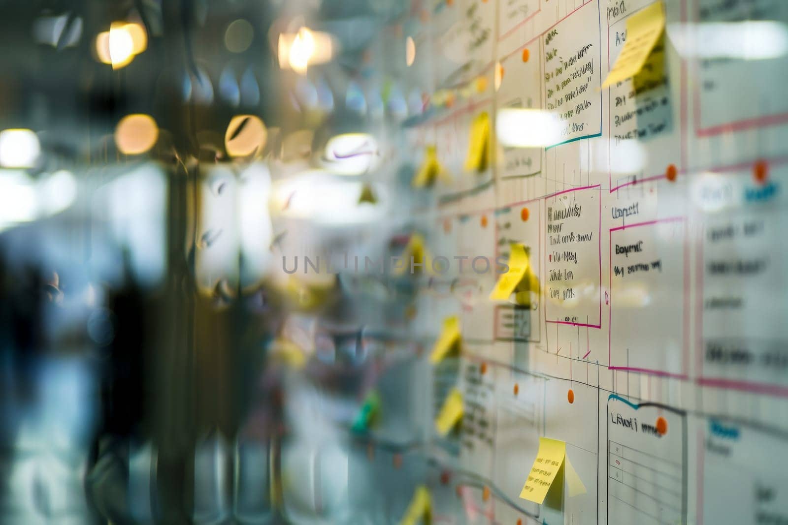 A multitude of colorful sticky notes cover a wall, creating a vibrant collage of ideas, reminders, and creativity.