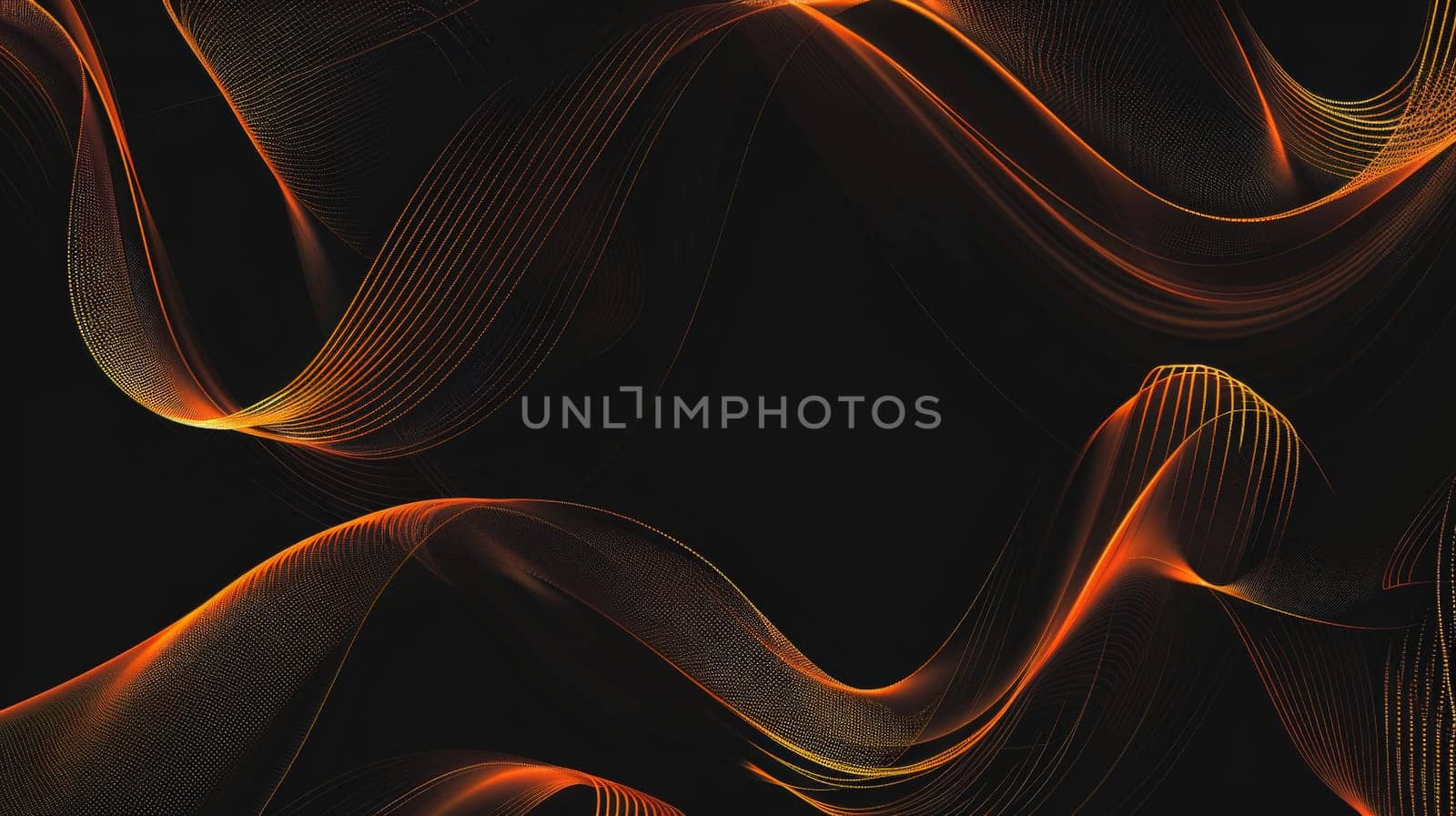 Immerse yourself in the dynamic energy of abstract circle lines, forming a vibrant orange wave against a stark black background. This vector illustration encapsulates the essence of technology, science, music, and modernity, offering a visual symphony of innovation and creativity.