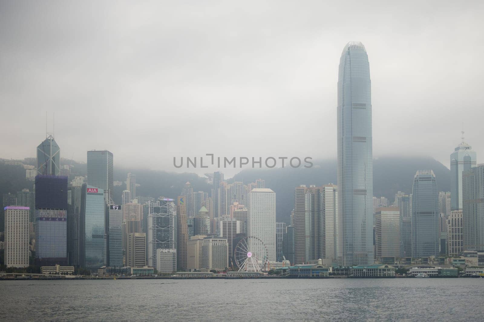 Hong Kong 12 January 2023: Hong Kong city in fog mist