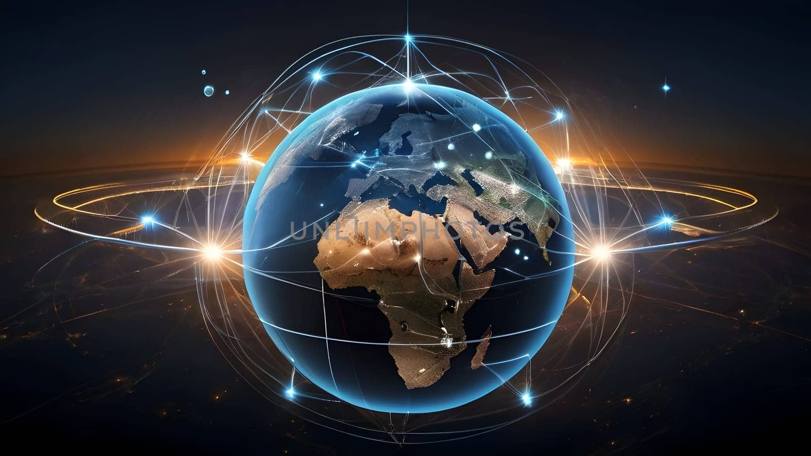 Concept of technological communication network around the world