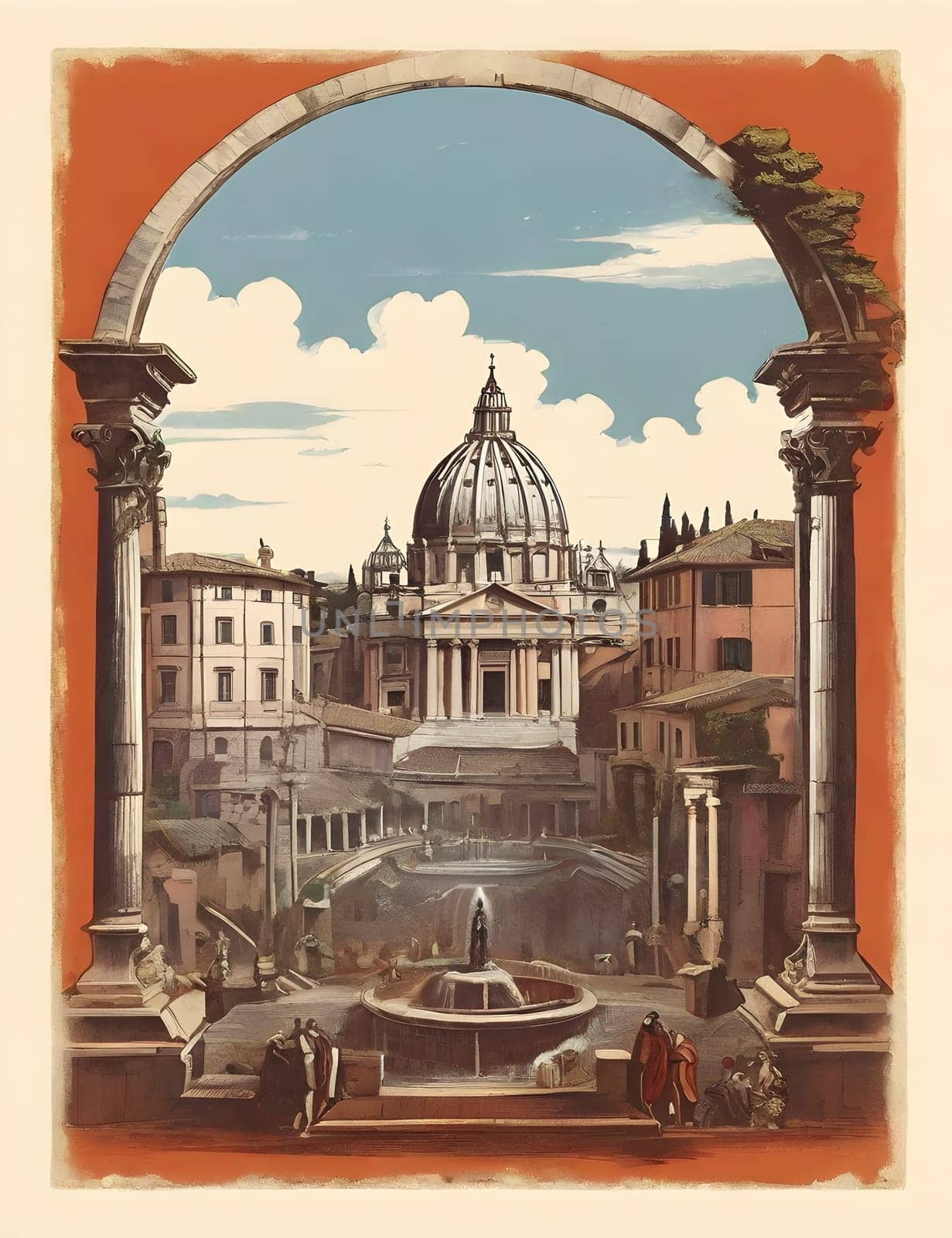 Vintage travel poster of Rome Italy