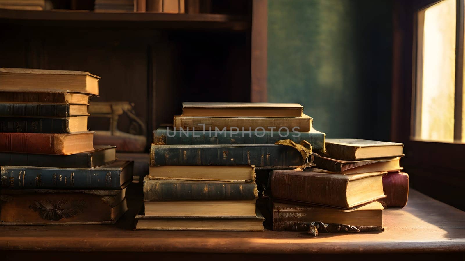 Old vintage books on the table