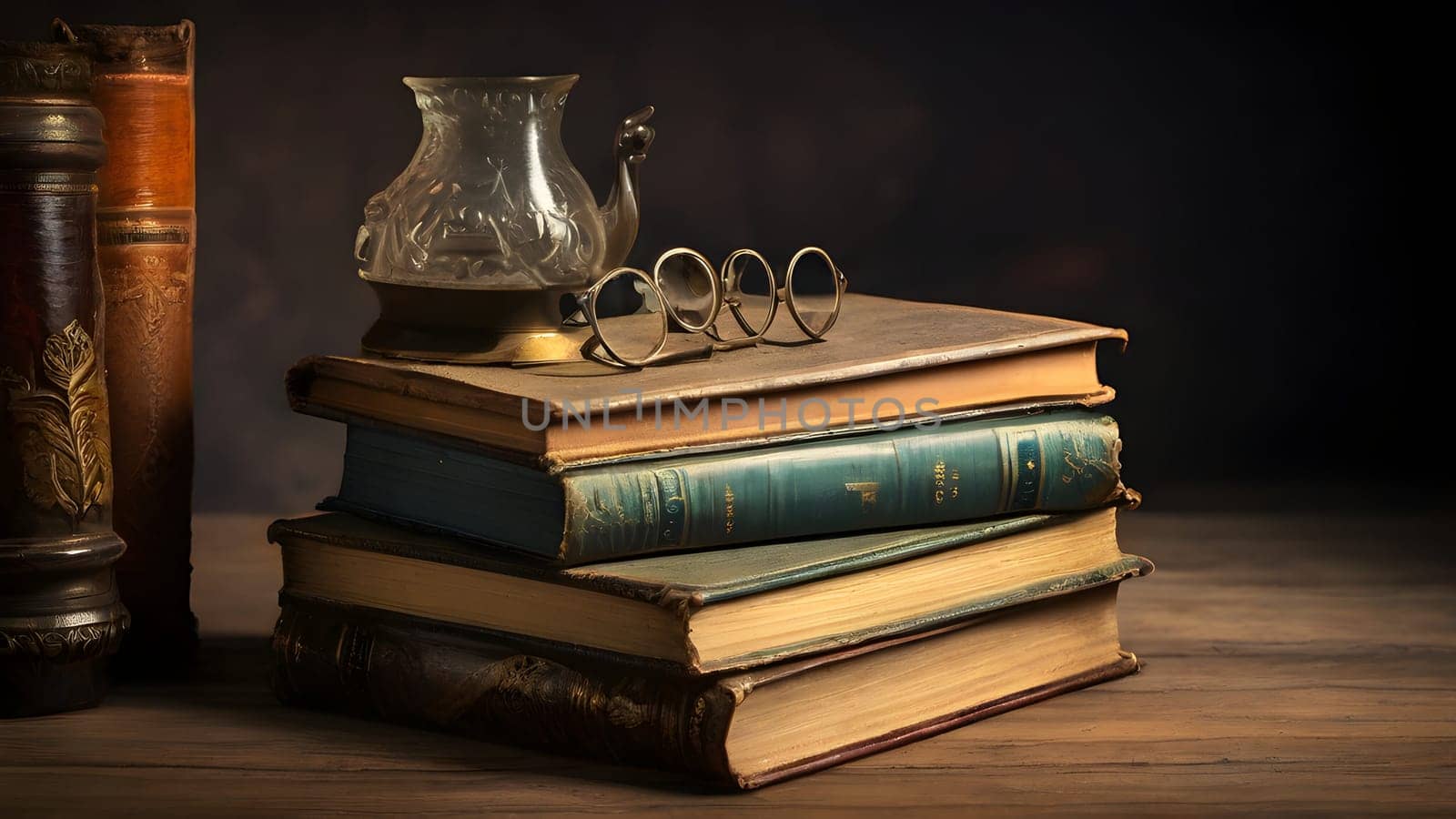 Old vintage books on the table