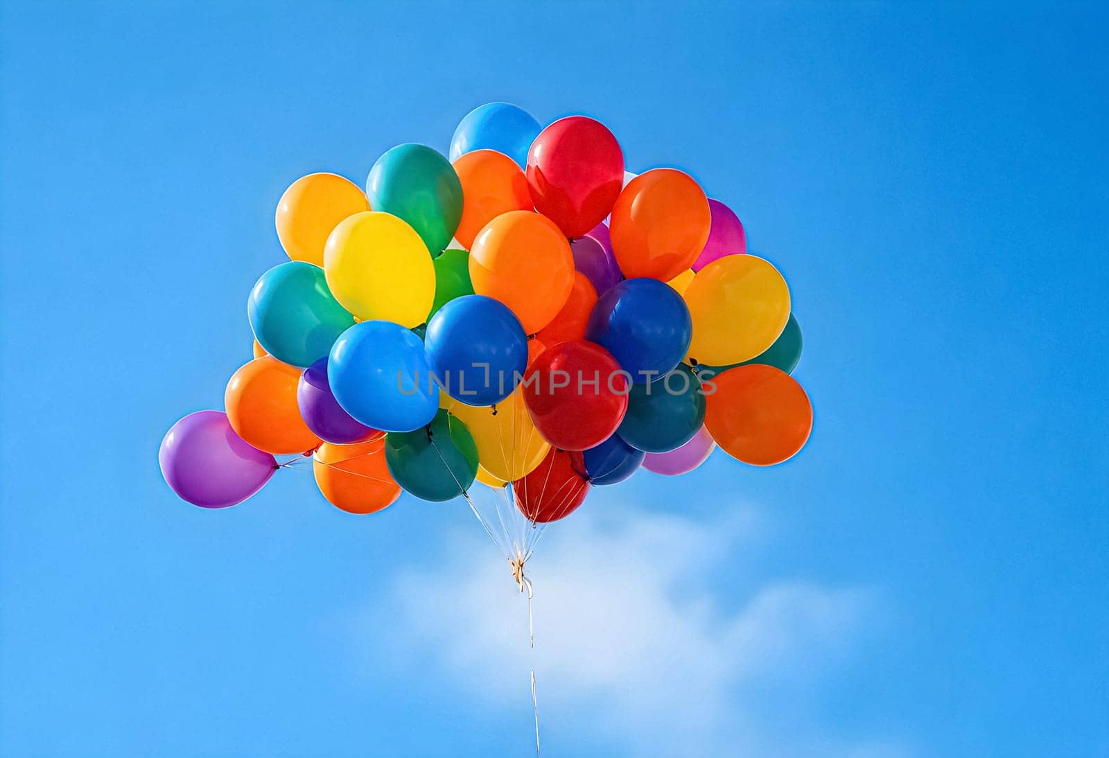 AI generated of a bunch of colorful balloons in the air