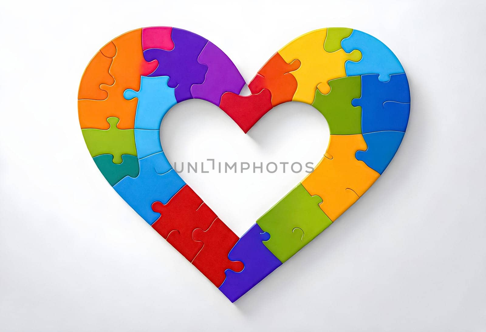 AI generated of heart shaped puzzle pieces on white background