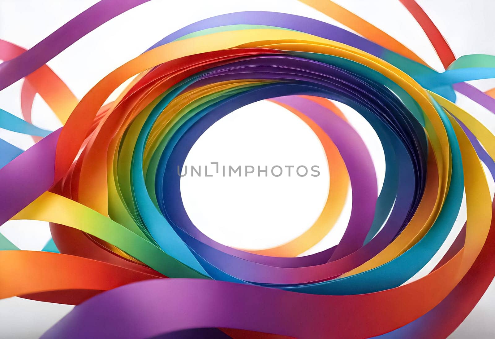 AI generated of a colorful ribbon is shown in the center of a circle