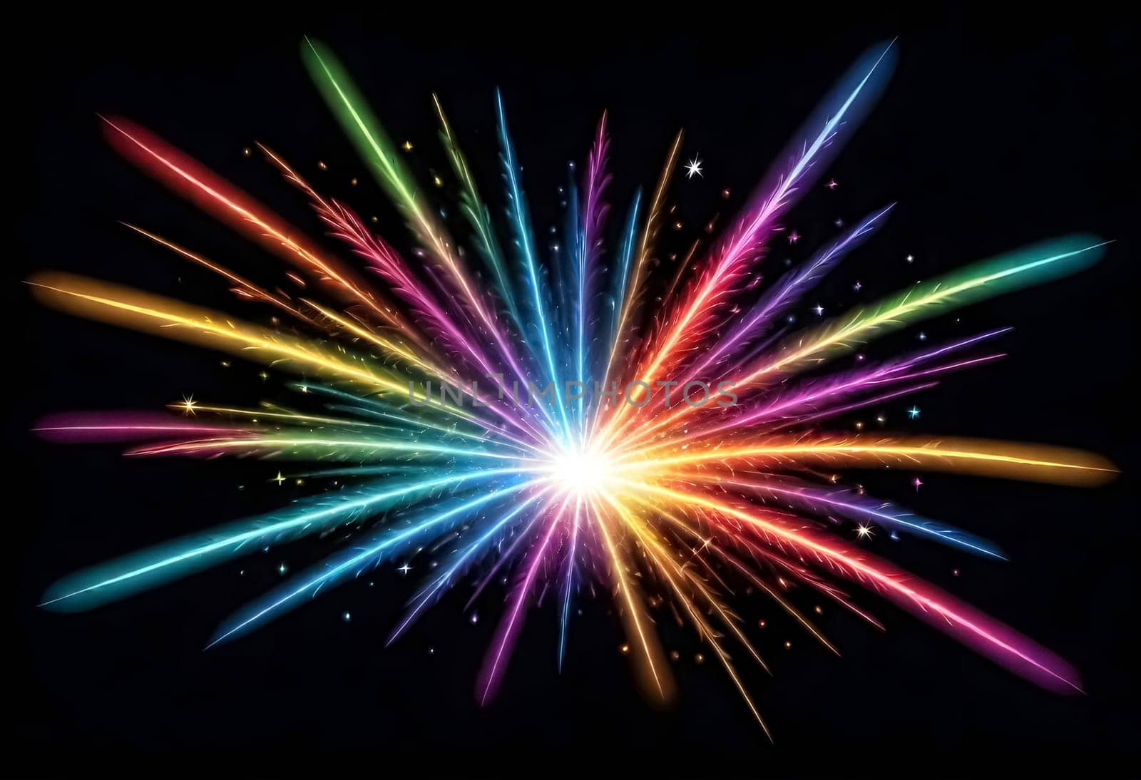 AI generated of colorful fireworks on black background