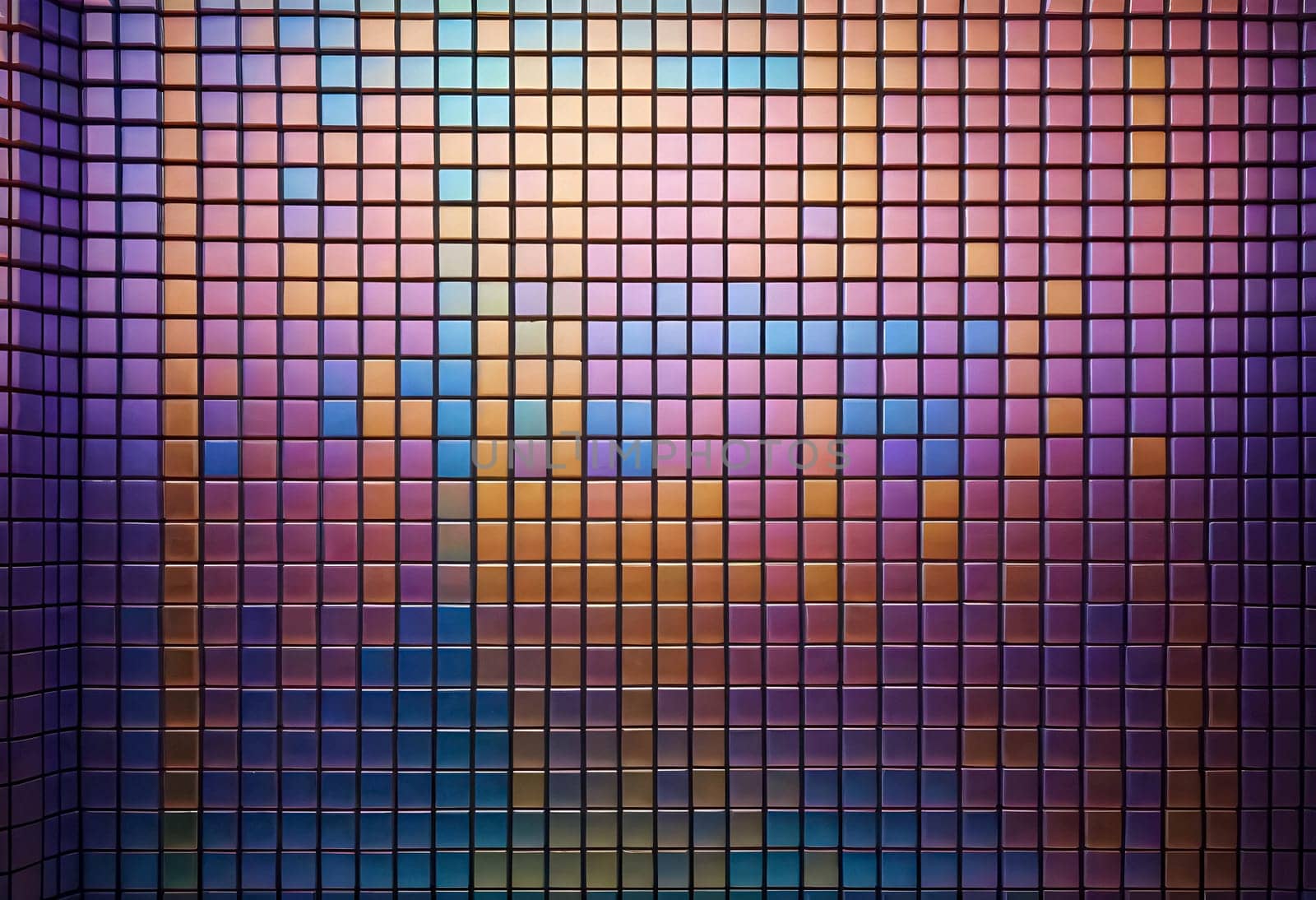 AI generated of a colorful mosaic wall with a square pattern