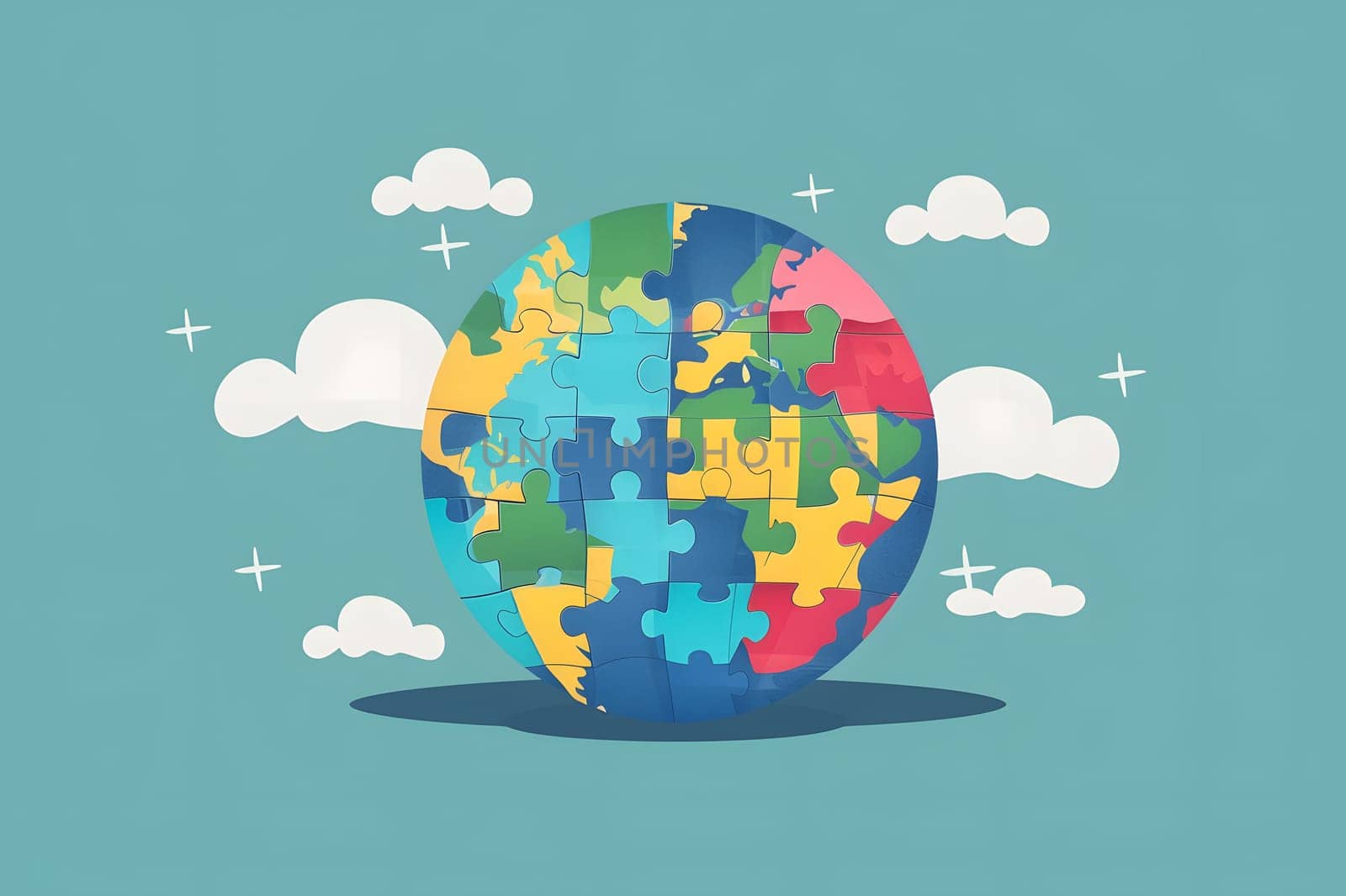 World autism awareness day, Images of children with autism holding their energy standing and looking at the colorful wall exploded in abundance, Flat design 3d style, Generative ai