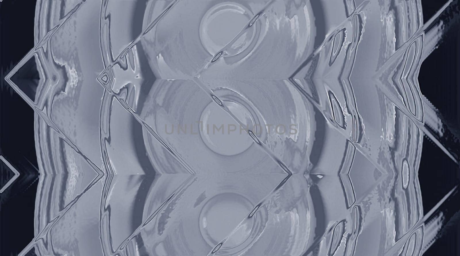 Abstract grey geometric futuristic glossy glass pattern on a black background.