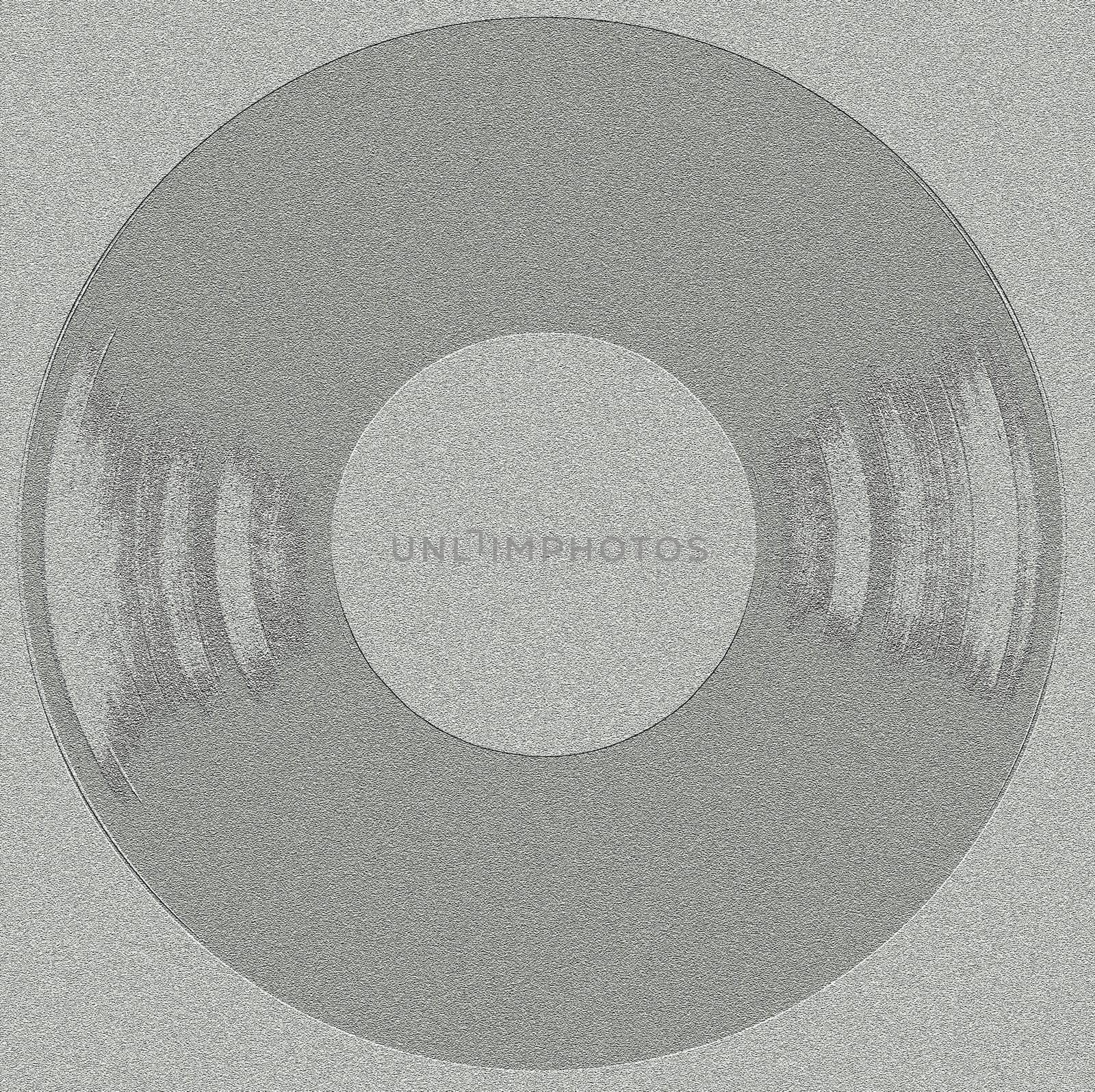 Abstract layout of a gray vinyl record highlighted on a gray rough background by a clipping contour