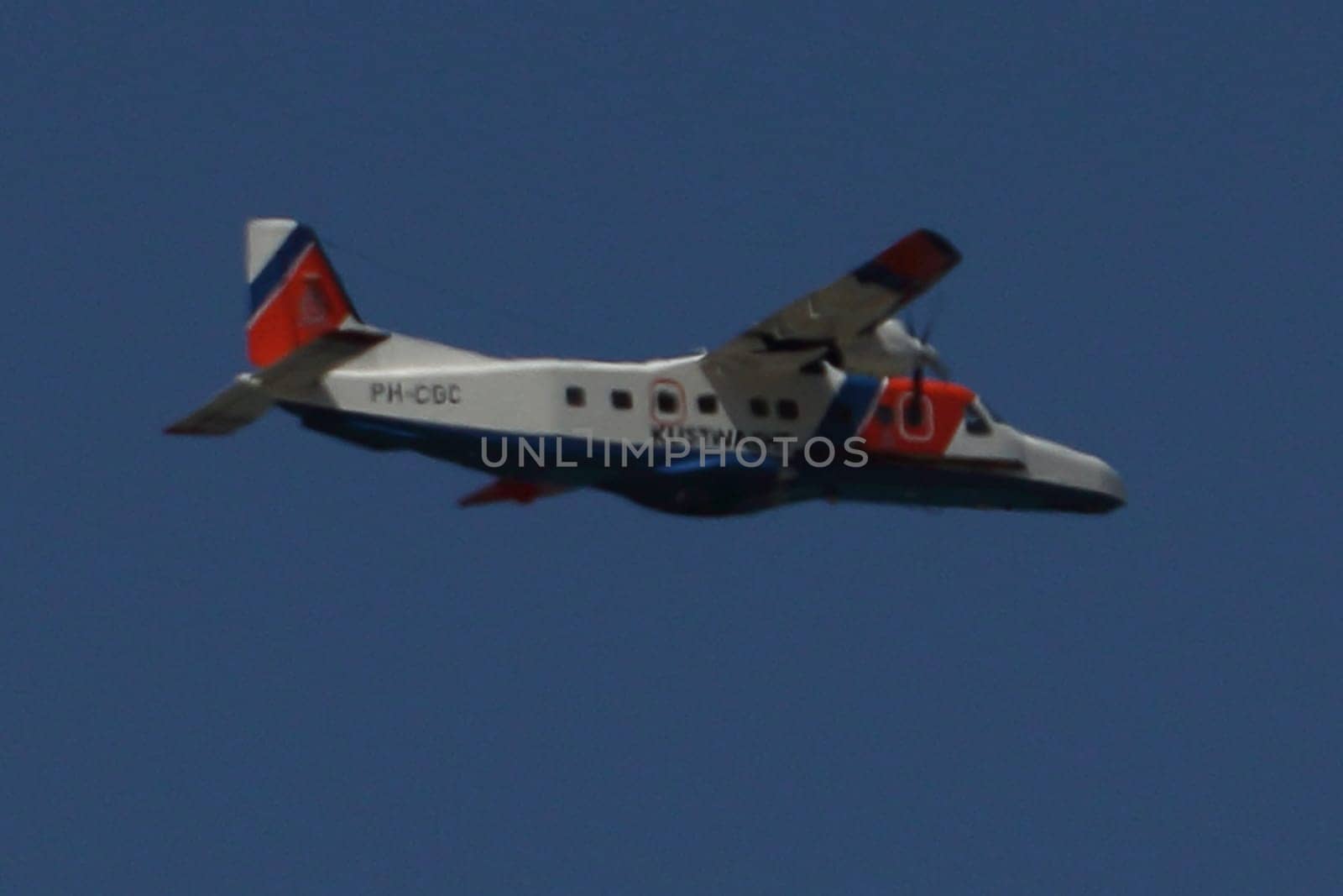 Brouwershaven, Netherlands July 7, 2019: A Dornier 228 of the Dutch Coast Guard in action