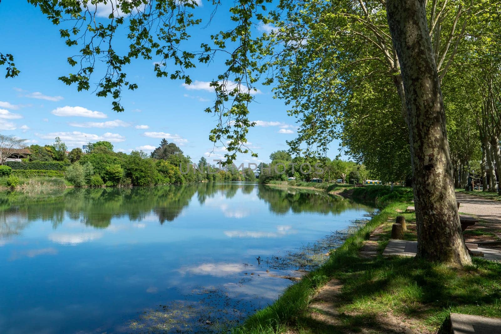 view of Adour river. New Aquitaine. Les Landes, France