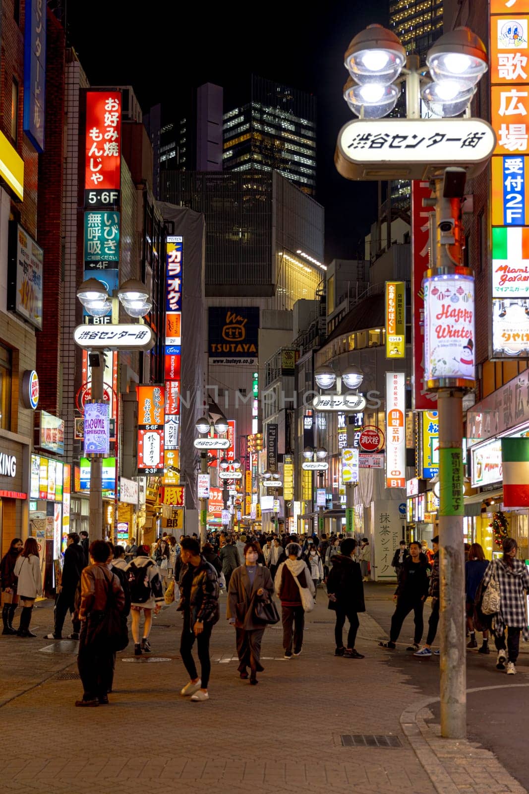 TOKYO/JAPAN - November 22, 2023: Street with illuminated signs in the Kabukicho district
