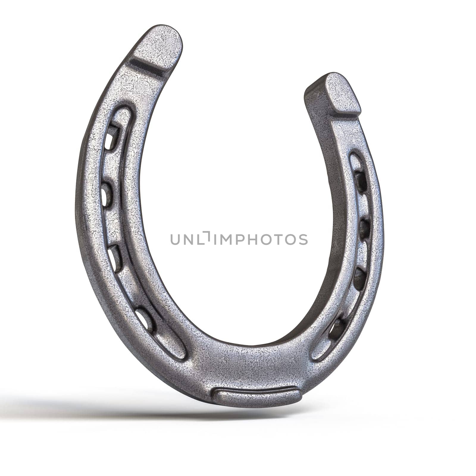 3d illustration of a silver horseshoe, isolated on a white background