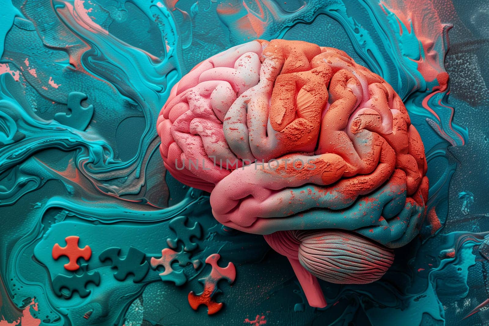 Alzheimer awareness day, dementia diagnosis, Parkinson disease, ADHD, memory loss disorder, brain with puzzle pieces, damaged mind
