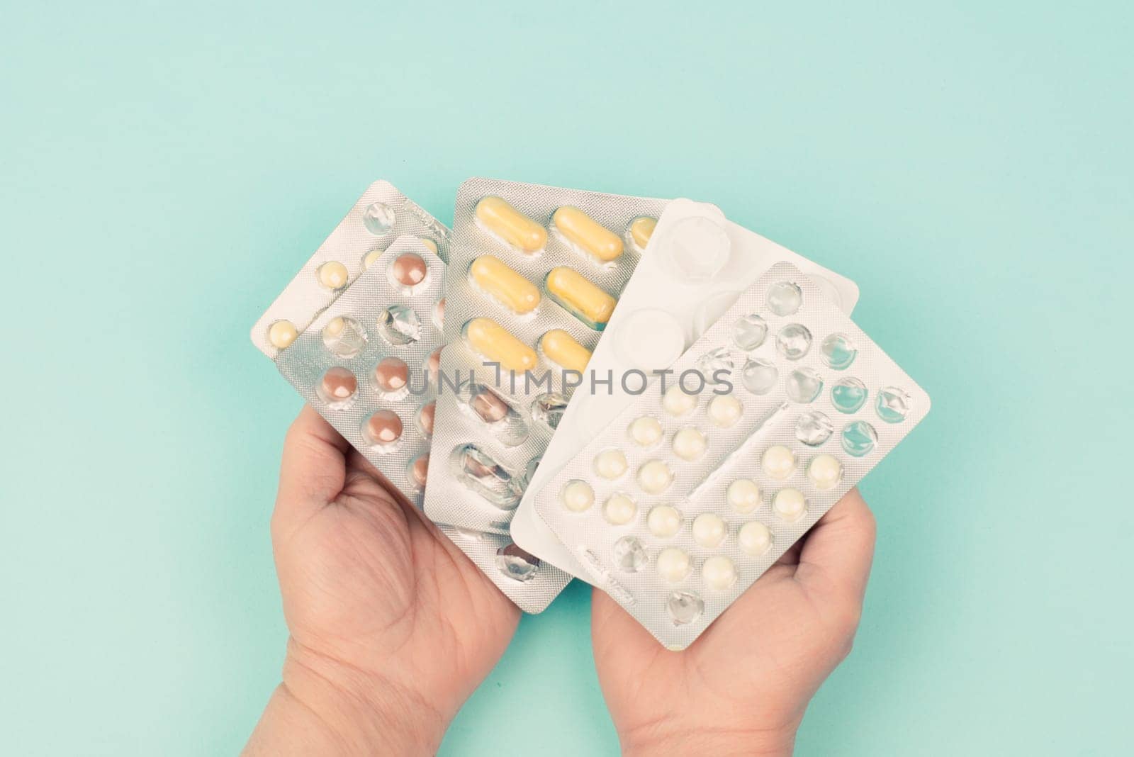 Pills with medicine, addiction to supplements and overdosis, drug prescription, pharmacy tablets, healthcare and treatment