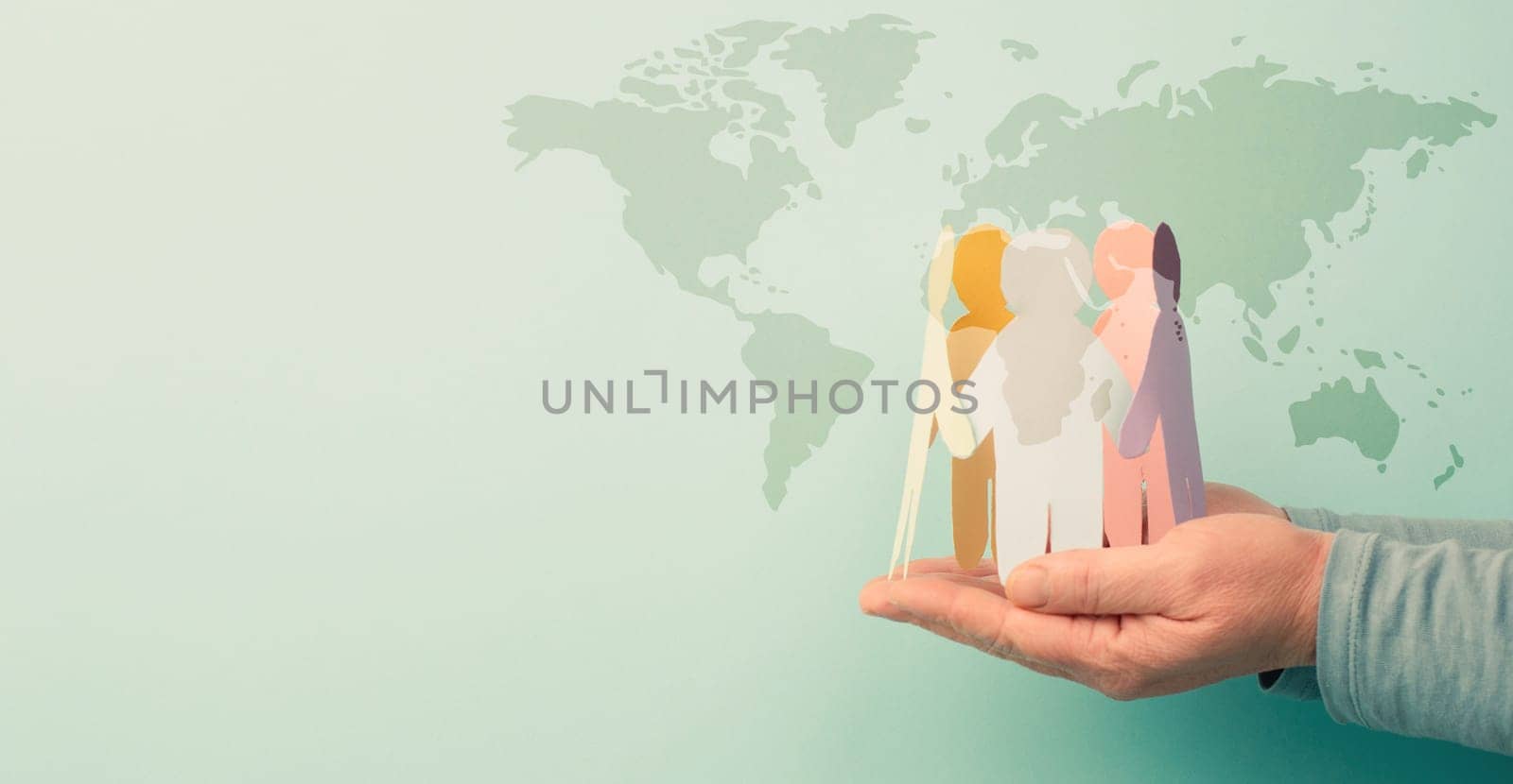 Humanitarian aid, human rights, friendship and respect, support and justice, multicultural team, no discrimination and racism
