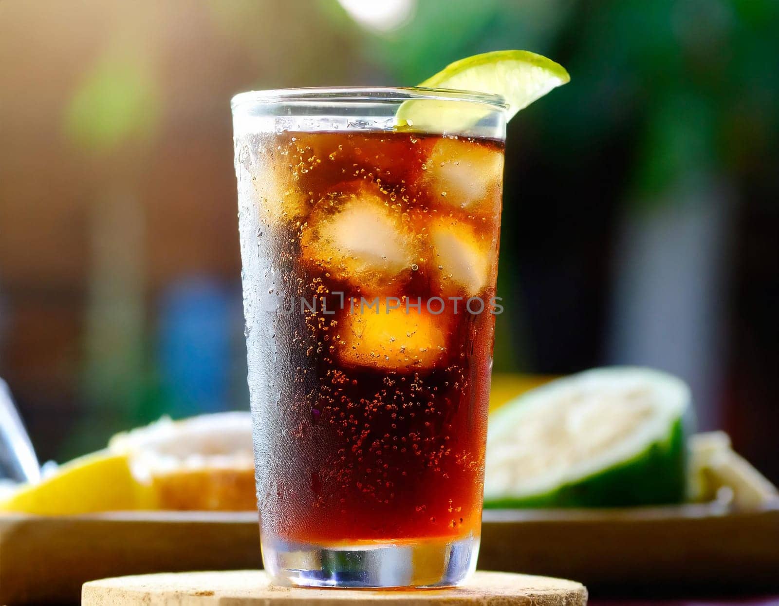 A close up shot of a glass of soda. Suitable for food and beverage concepts