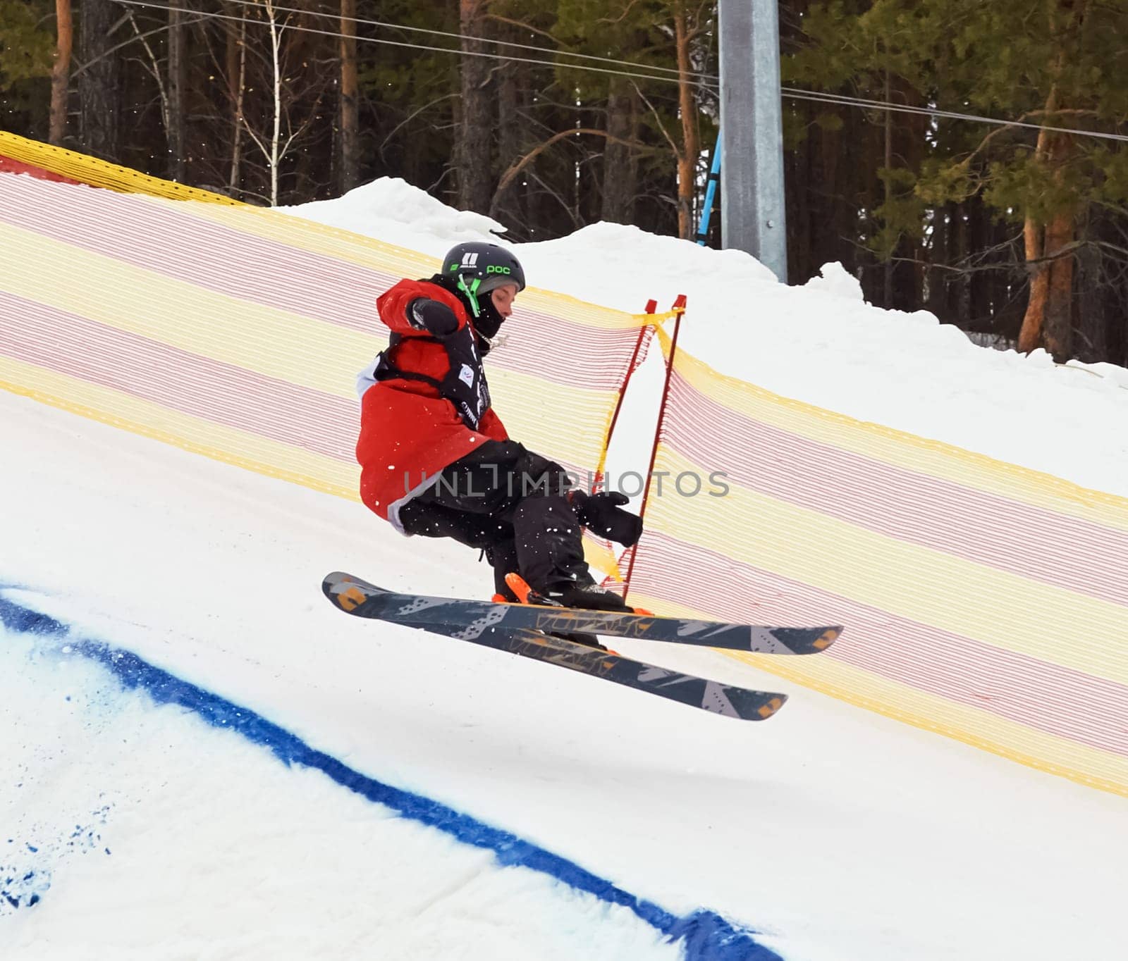 Russia, Volgodonsk - January 18, 2015: SkiingTraining ride on skis. Winter sport