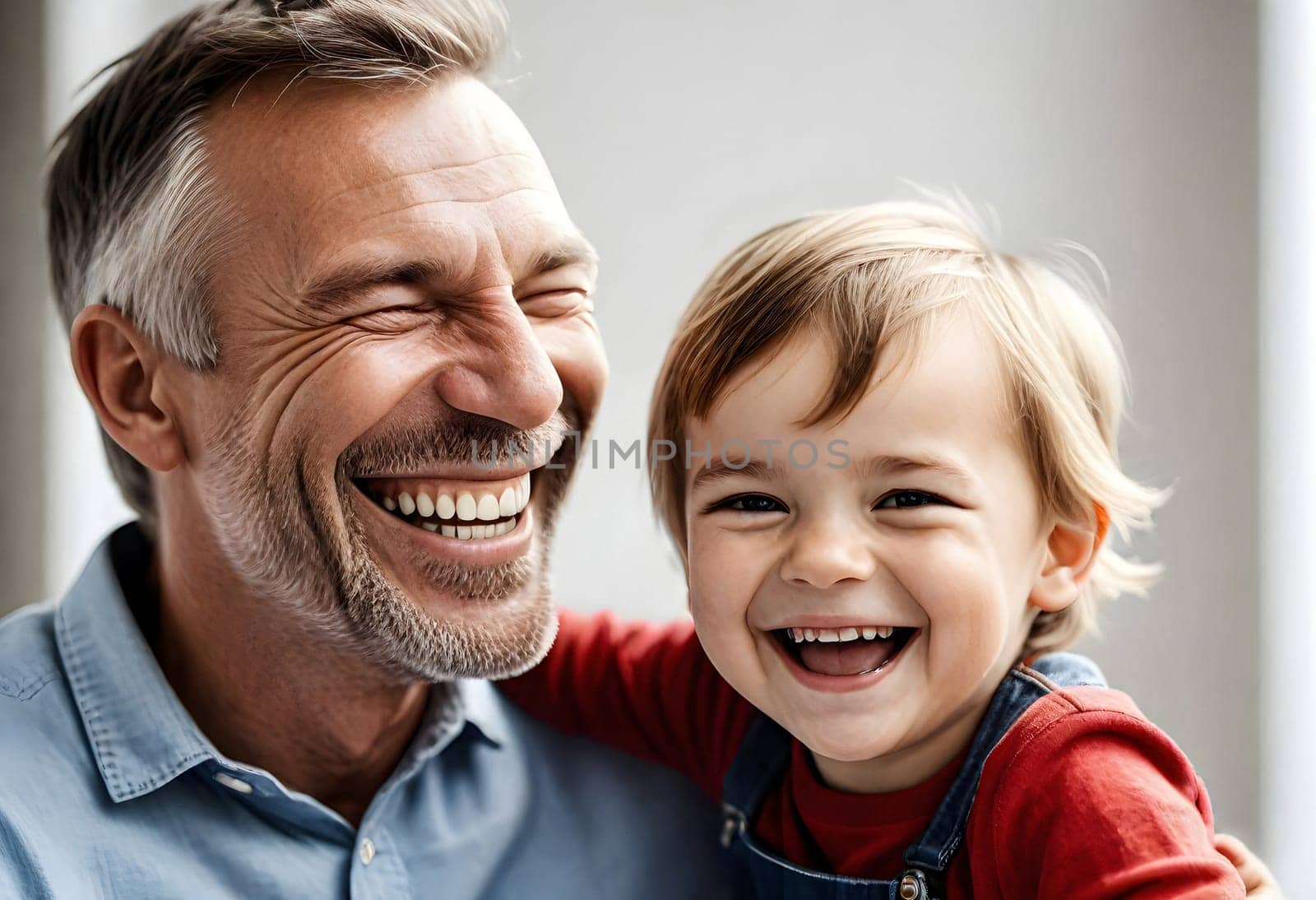 AI generated of a smiling man and a little boy laughing