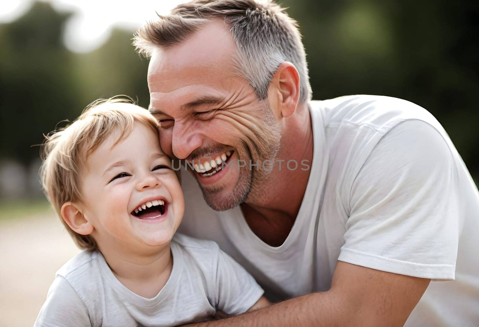 AI generated of a man and a child are laughing together
