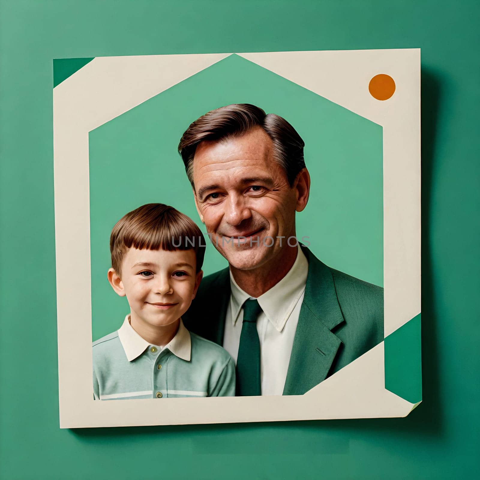 AI generated of a picture of a man and a boy that is on a green background