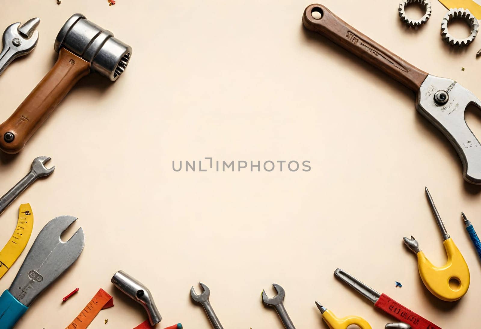 AI generated of a playful card design featuring carpentering tools