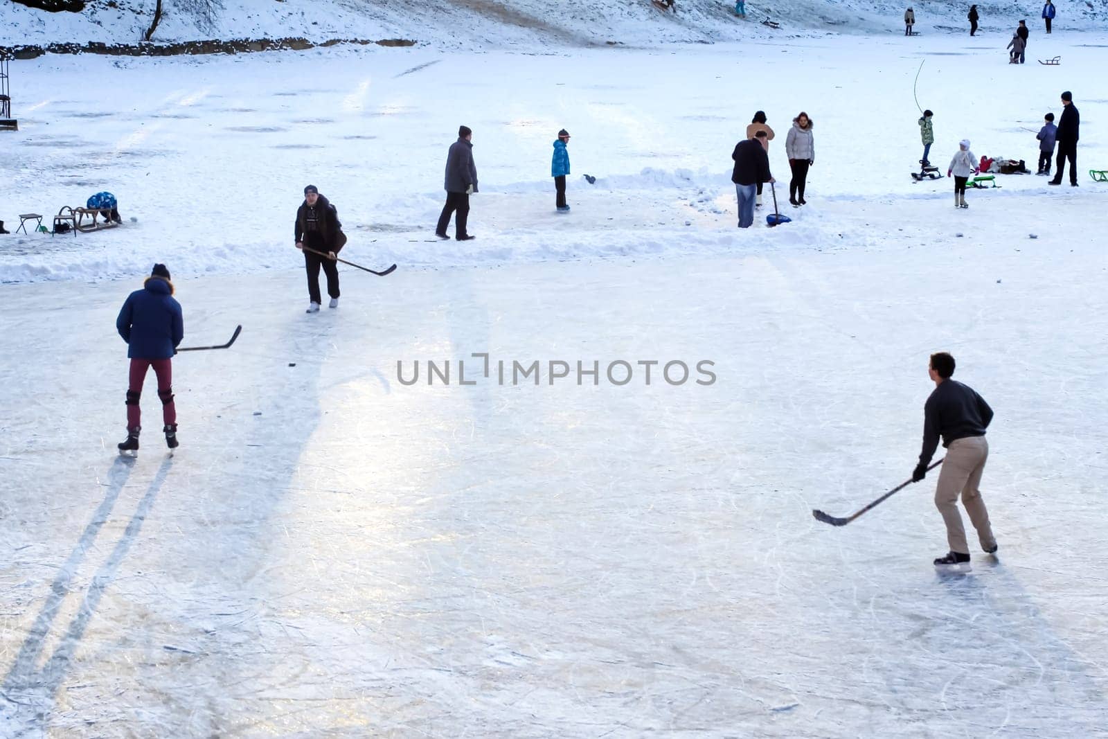 Russia, Volgodonsk - January 18, 2015: The game of hockey Training games