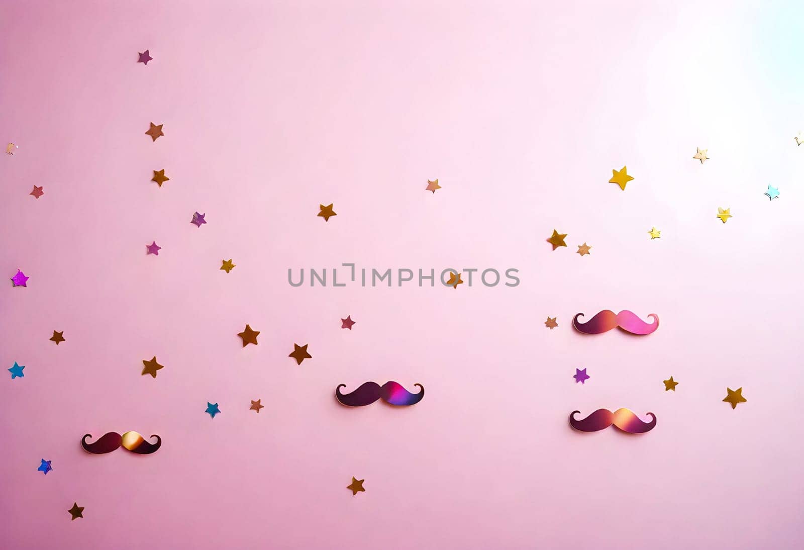 AI generated of a pink wall with a bunch of stars and pink mustaches