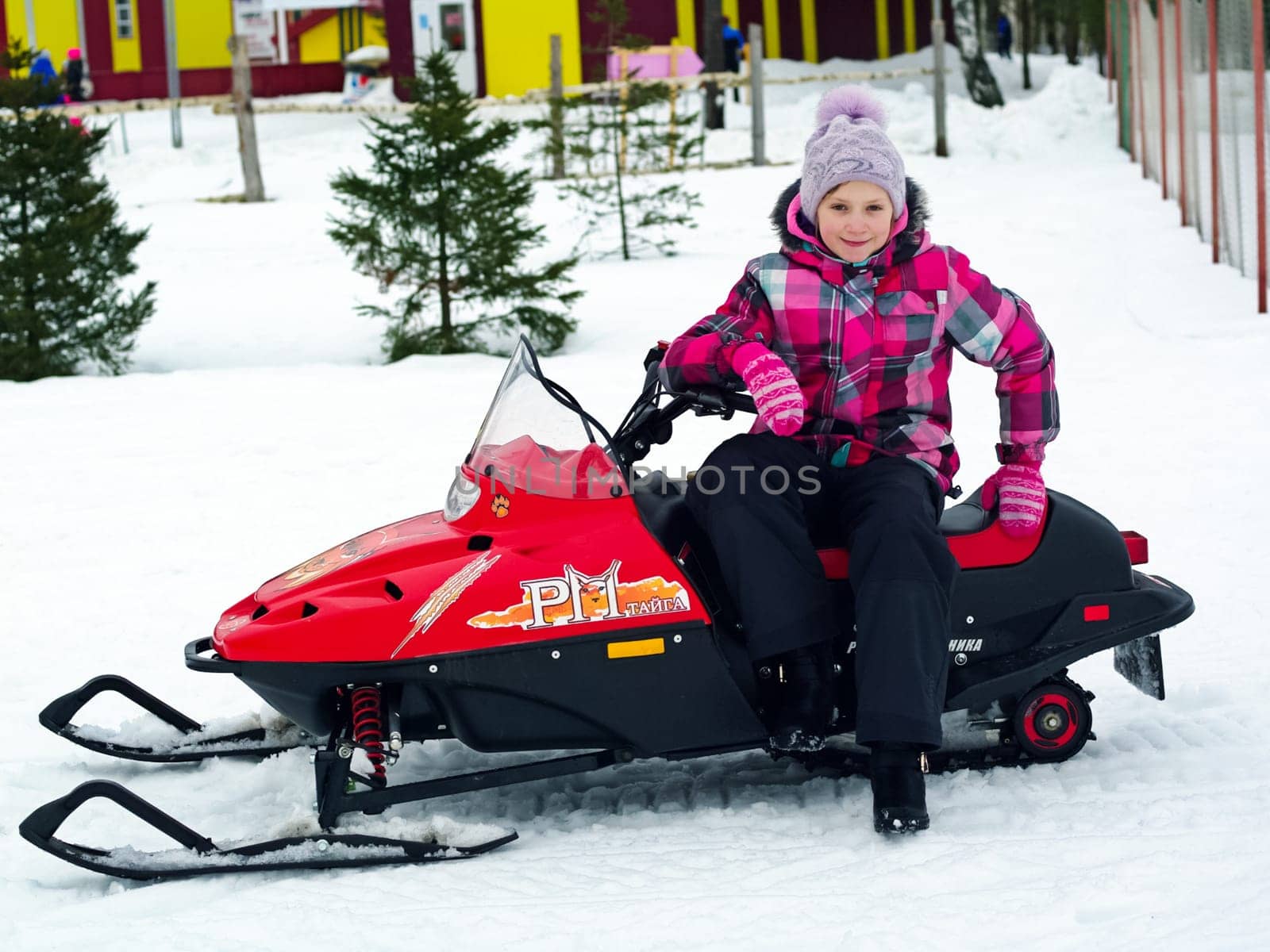 Riding Riding a snowmobile. The means to move the snow in winter