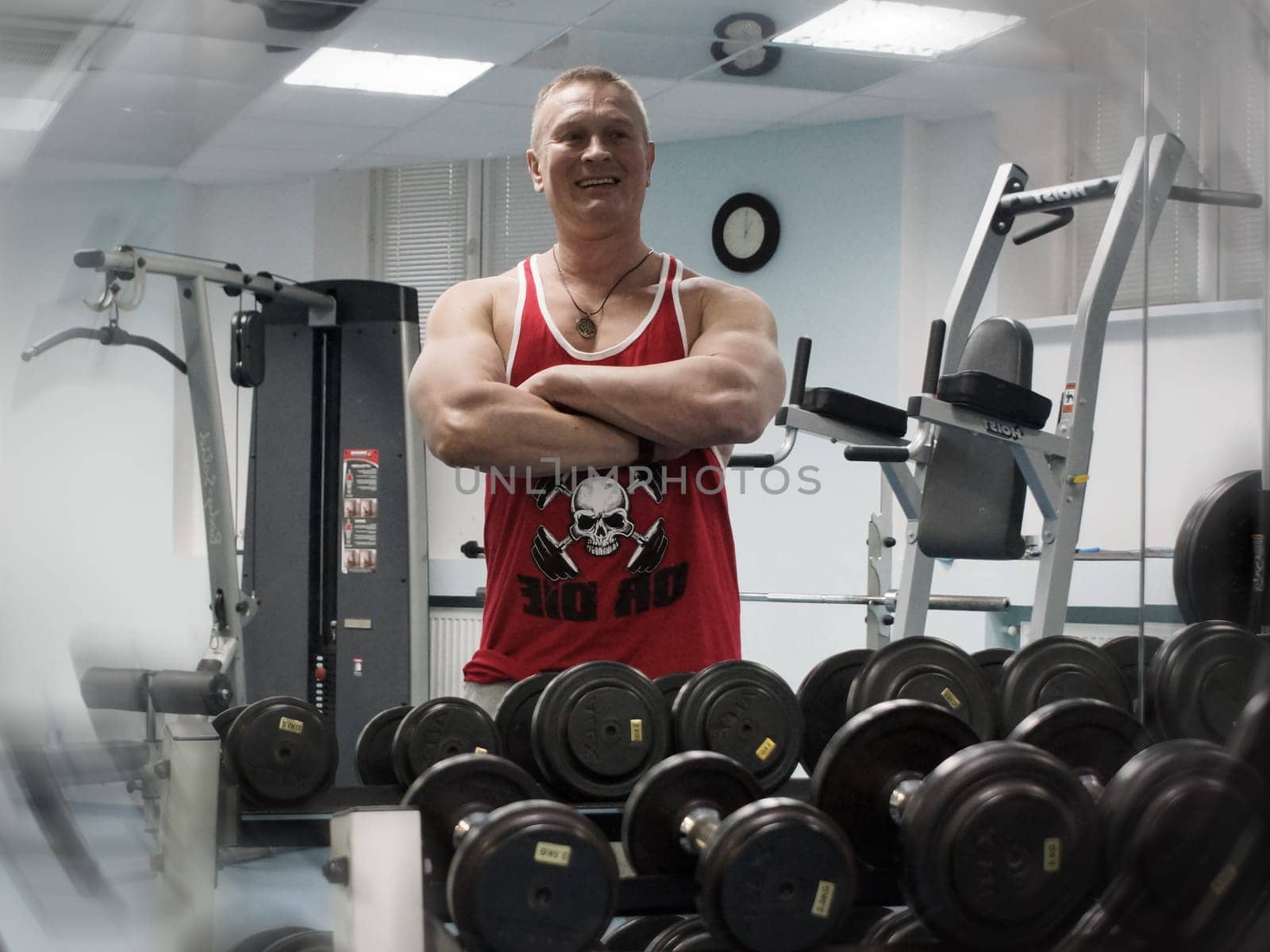 Fitness equipment in the gym. Gym.