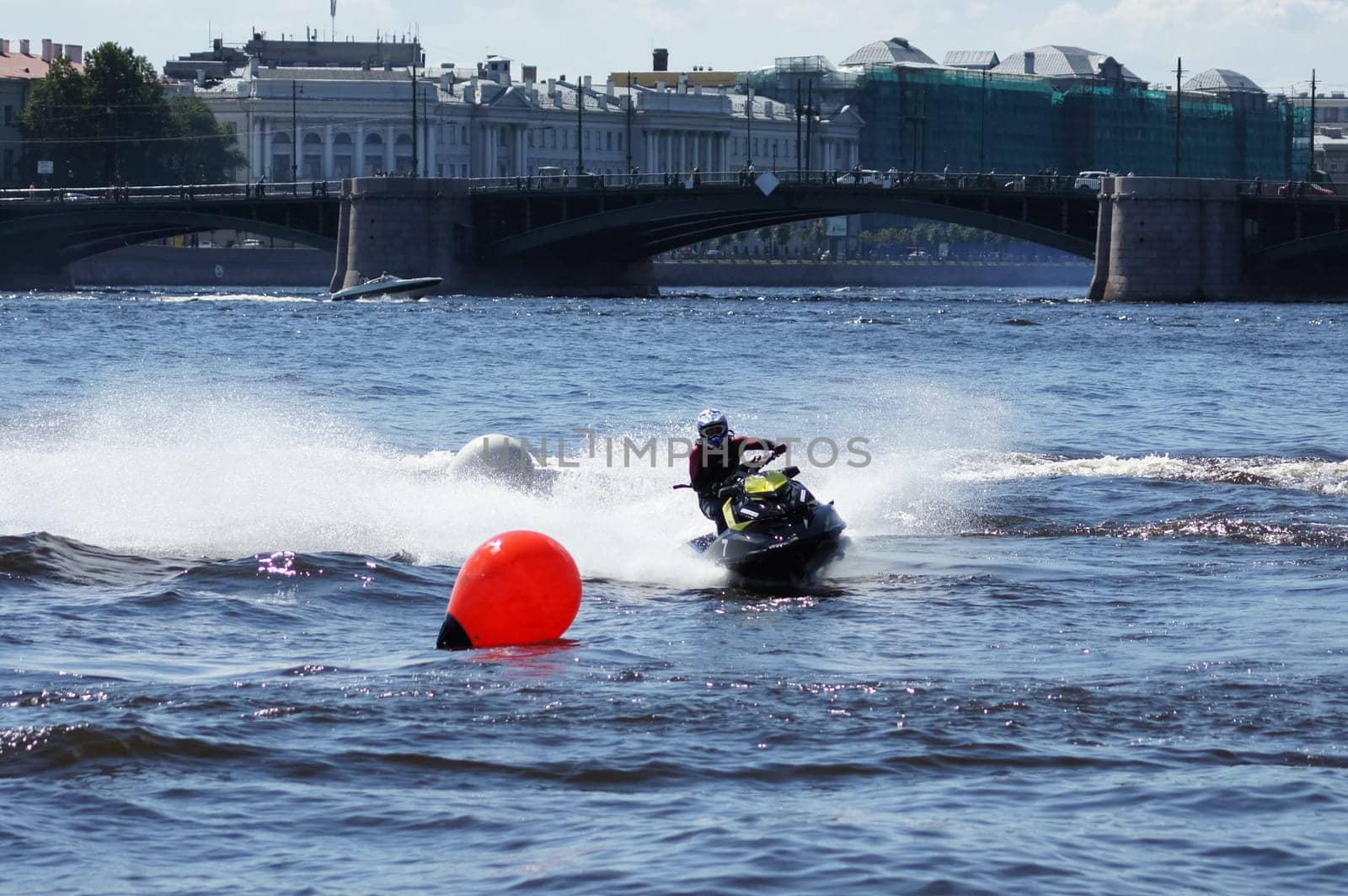 Russia, Volgodonsk - June 10, 2015: Racing on water scooters. Sports on the water.