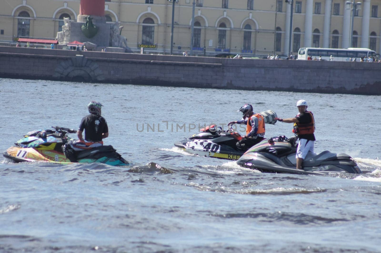 Russia, Volgodonsk - June 10, 2015: Racing on water scooters. Sports on the water.