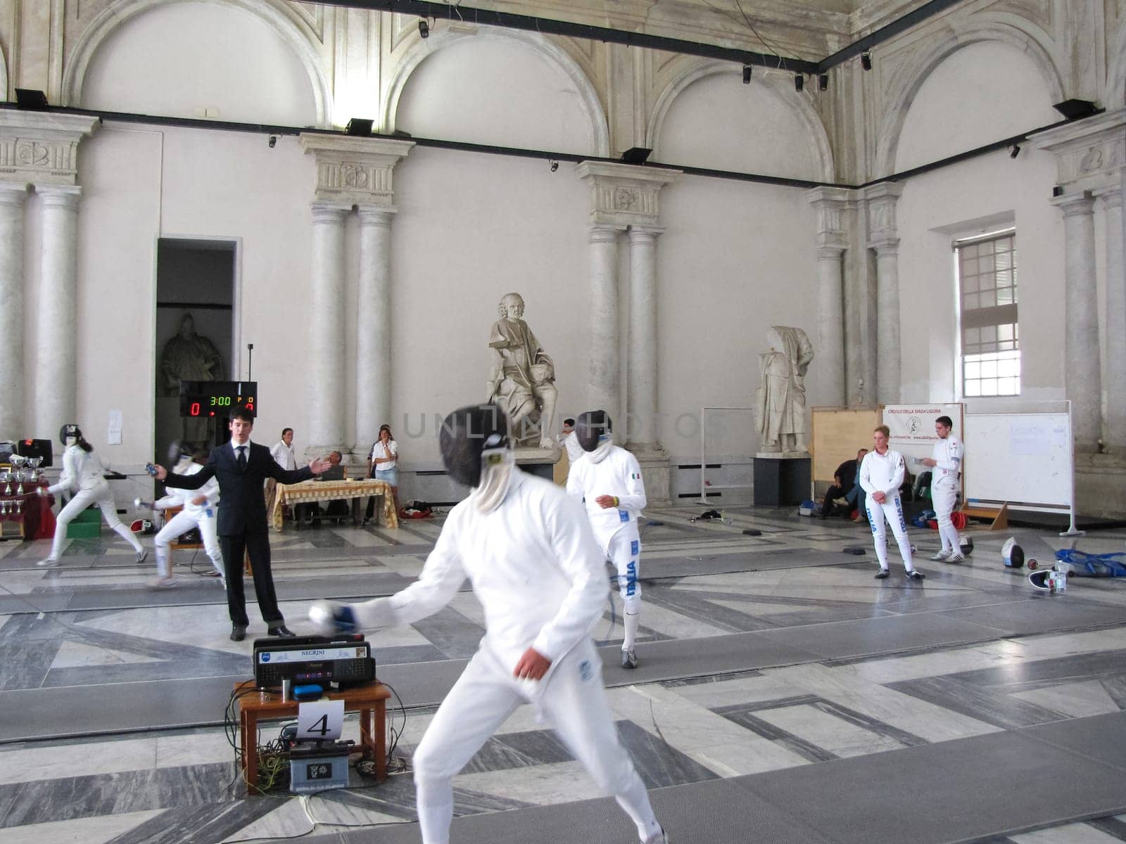 Fencing. Hall of preparation of fencers.