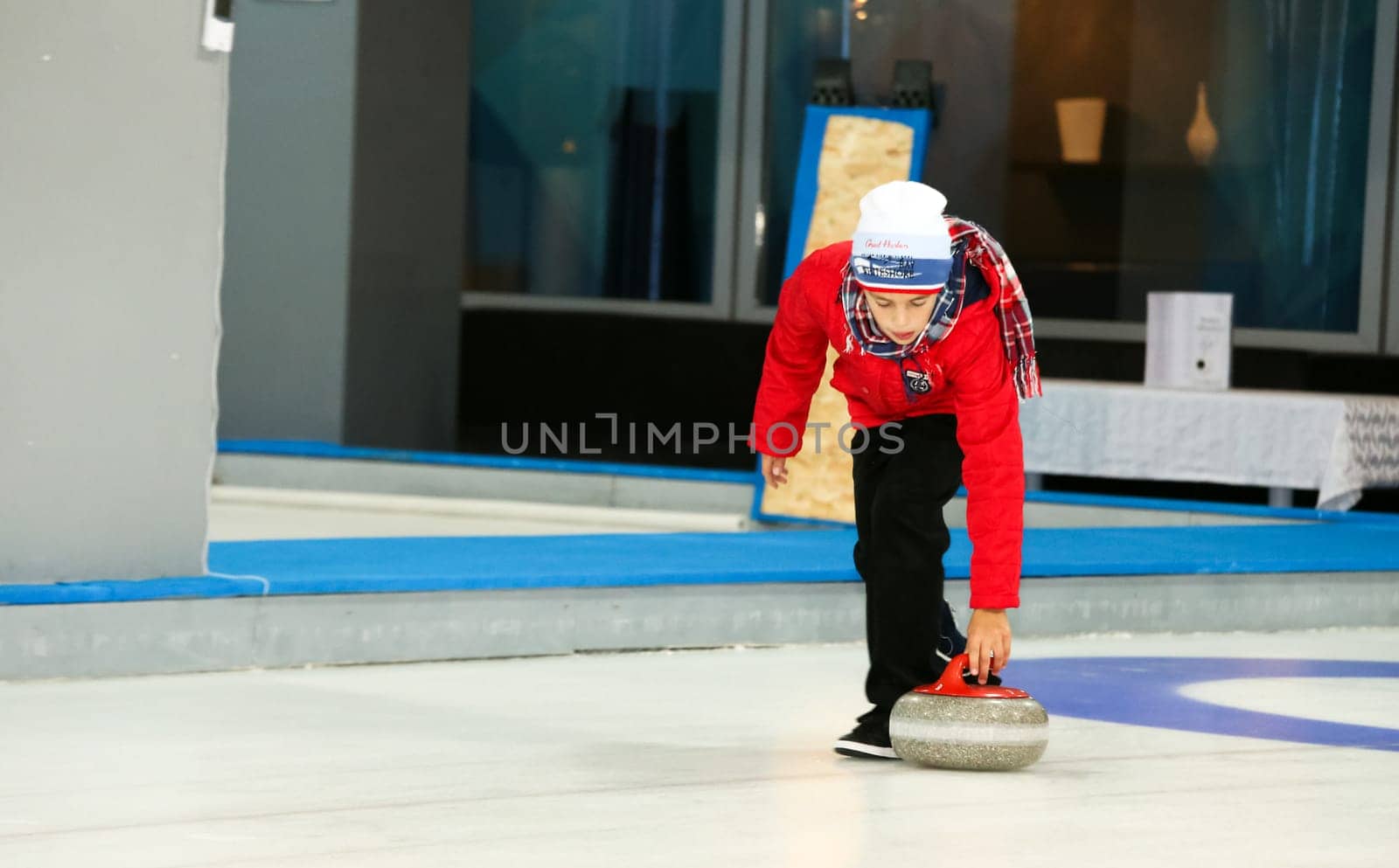Russia, Volgodonsk - January 18, 2015: Curling. Club curling fans. Curling Club curling fans
