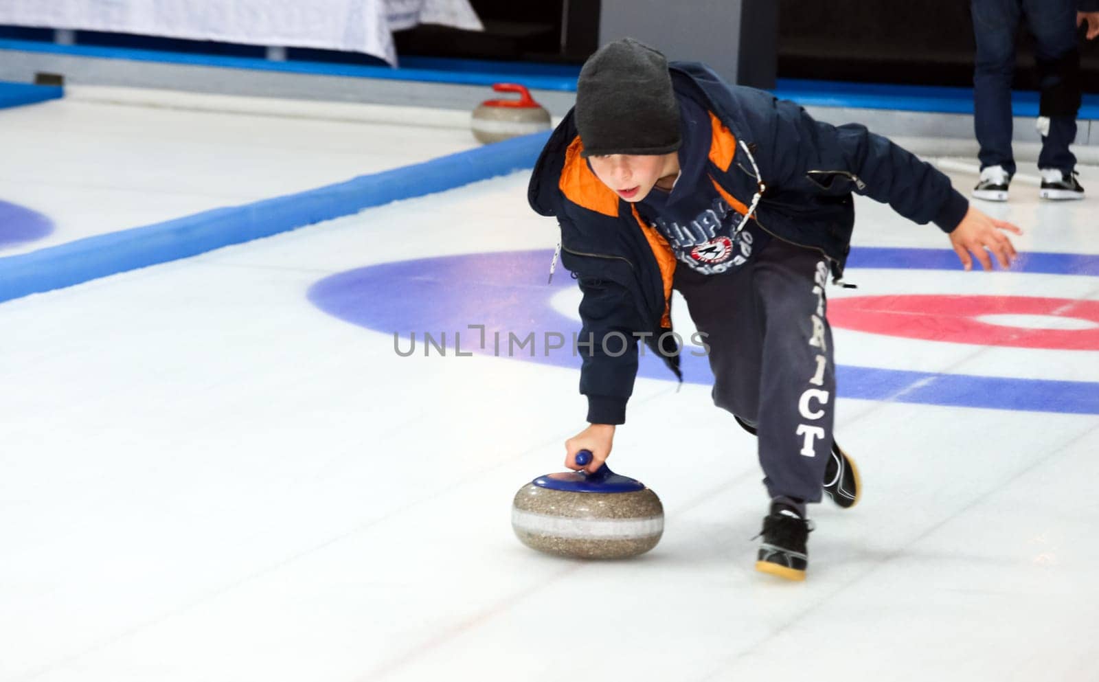 Russia, Volgodonsk - January 18, 2015: Curling. Club curling fans. Curling Club curling fans