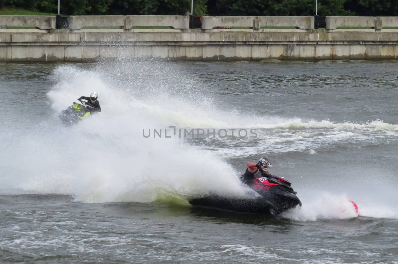 Russia, Volgodonsk - June 10, 2015: Racing on water scooters. Sports on the water.