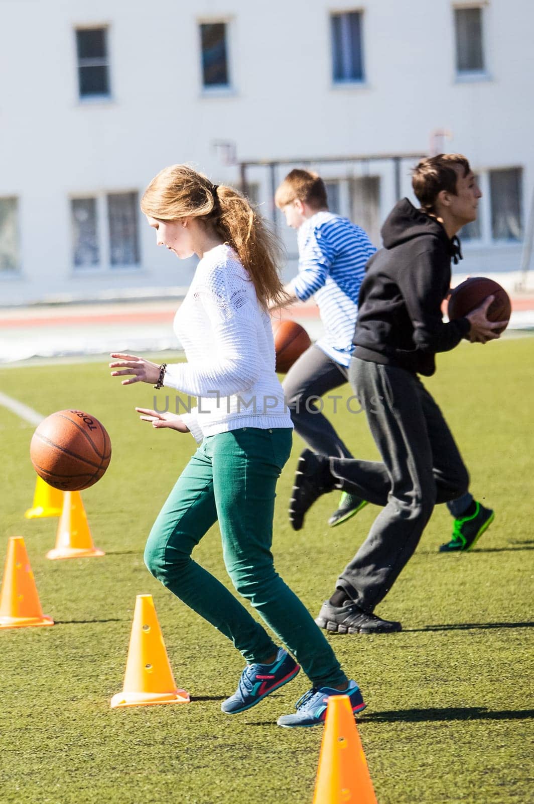 Russia, Volgodonsk - may 17, 2015: Relay all-round. Competition program with multiple exercises