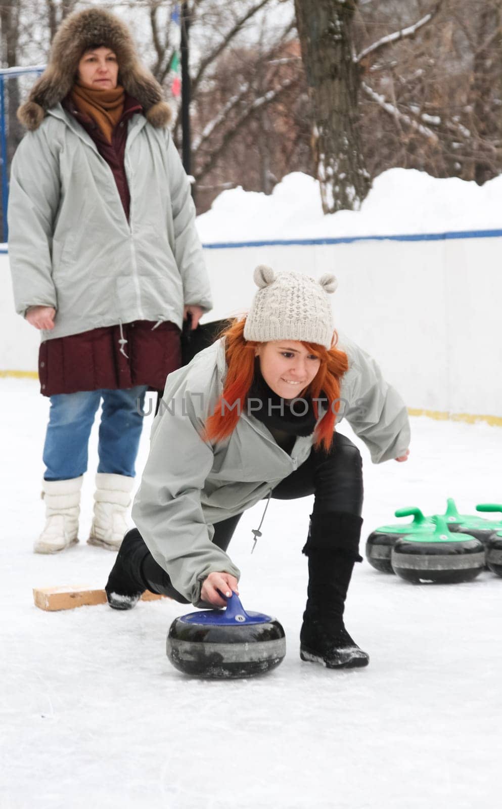 Russia, Volgodonsk - January 18, 2015: Curling. Club curling fans. Curling Club curling fans