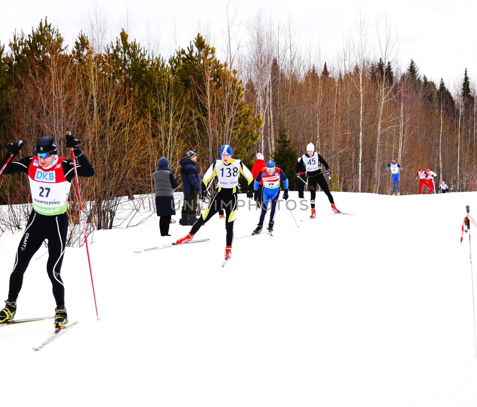 Russia, Volgodonsk - January 18, 2015: SkiingTraining ride on skis Winter sport