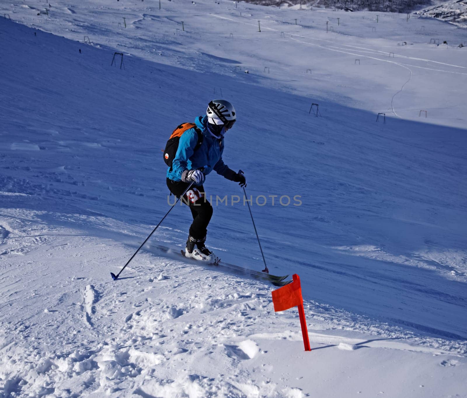 Russia, Volgodonsk - January 18, 2015: SkiingTraining ride on skis Winter sport